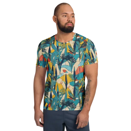 Jungle Schematic on a Men's Athletic T-Shirt