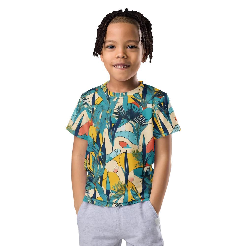 Jungle Schematic on Kids Crew Neck T-Shirt — Front