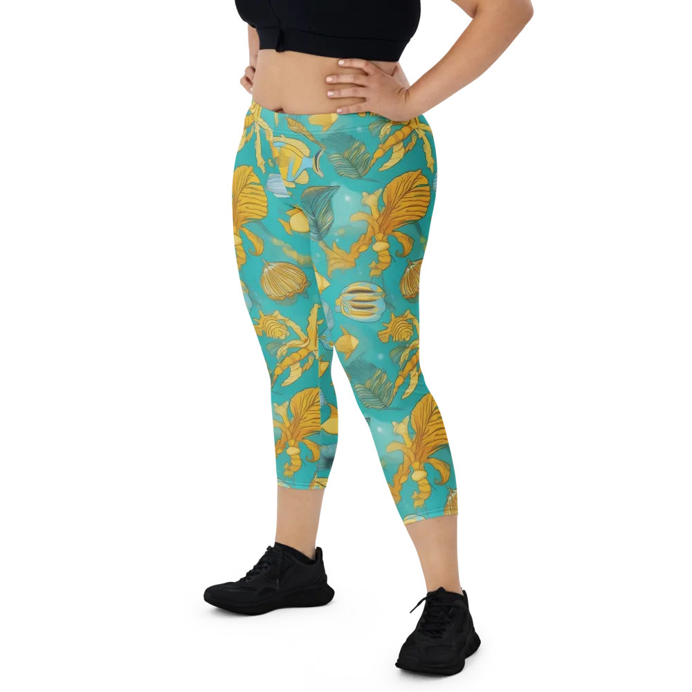 Sunlit Shoals on Capri Leggings — Front