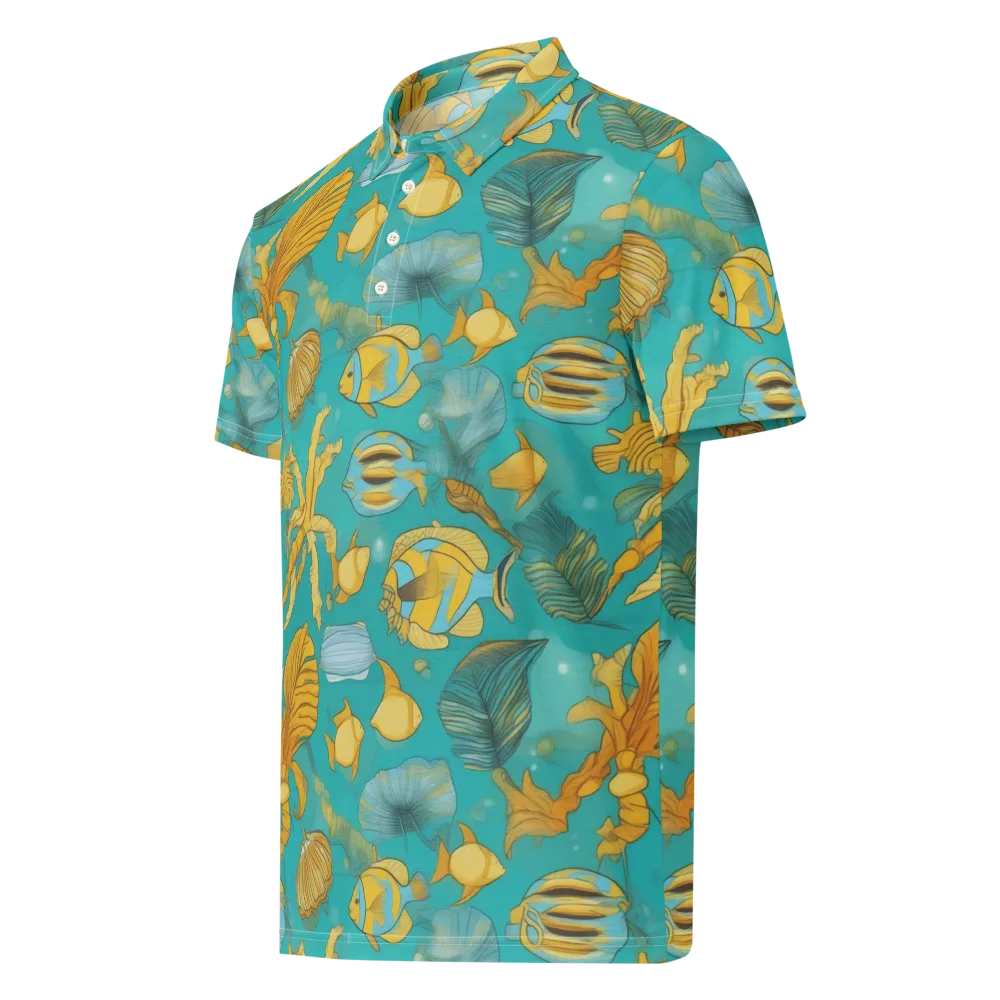 Sunlit Shoals on Men's Slim Fit Polo Shirt — Left Front