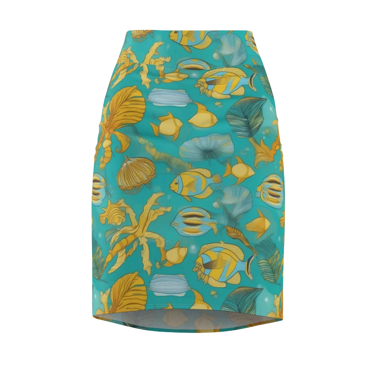Sunlit Shoals on Pencil Skirt — Front