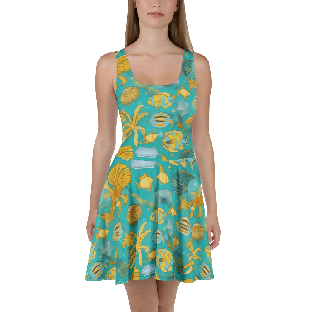 Sunlit Shoals on Skater Dress — Front