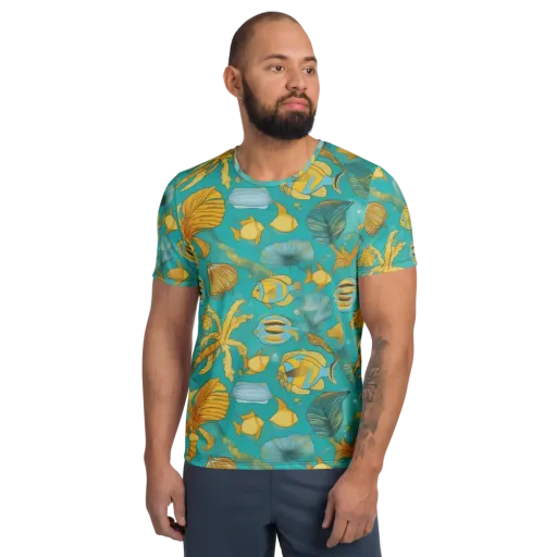 Sunlit Shoals on a Men's Athletic T-Shirt