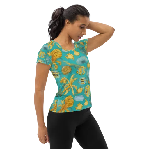 Sunlit Shoals on a Women's Athletic T-Shirt