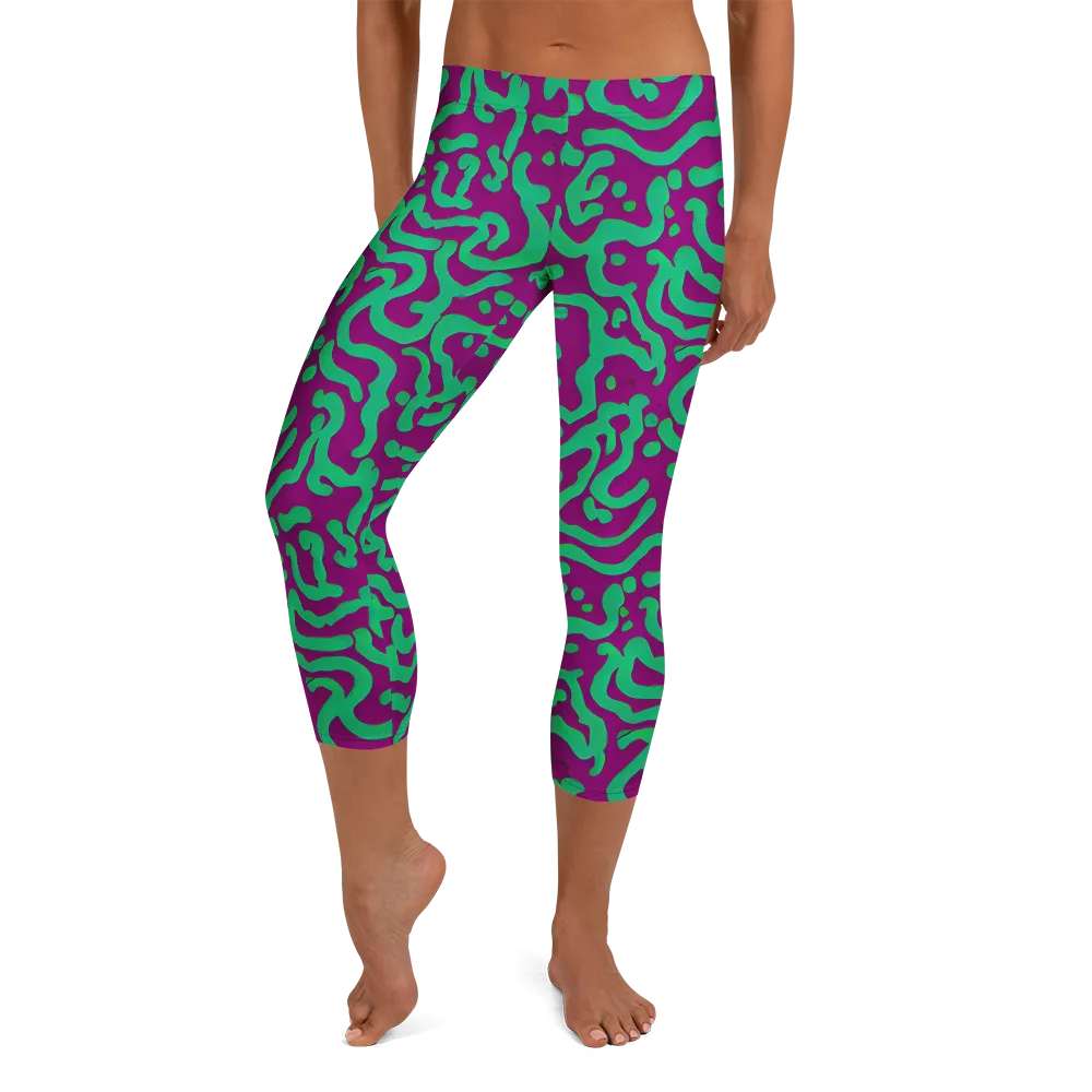 Ultraviolet Drift on Capri Leggings — Front