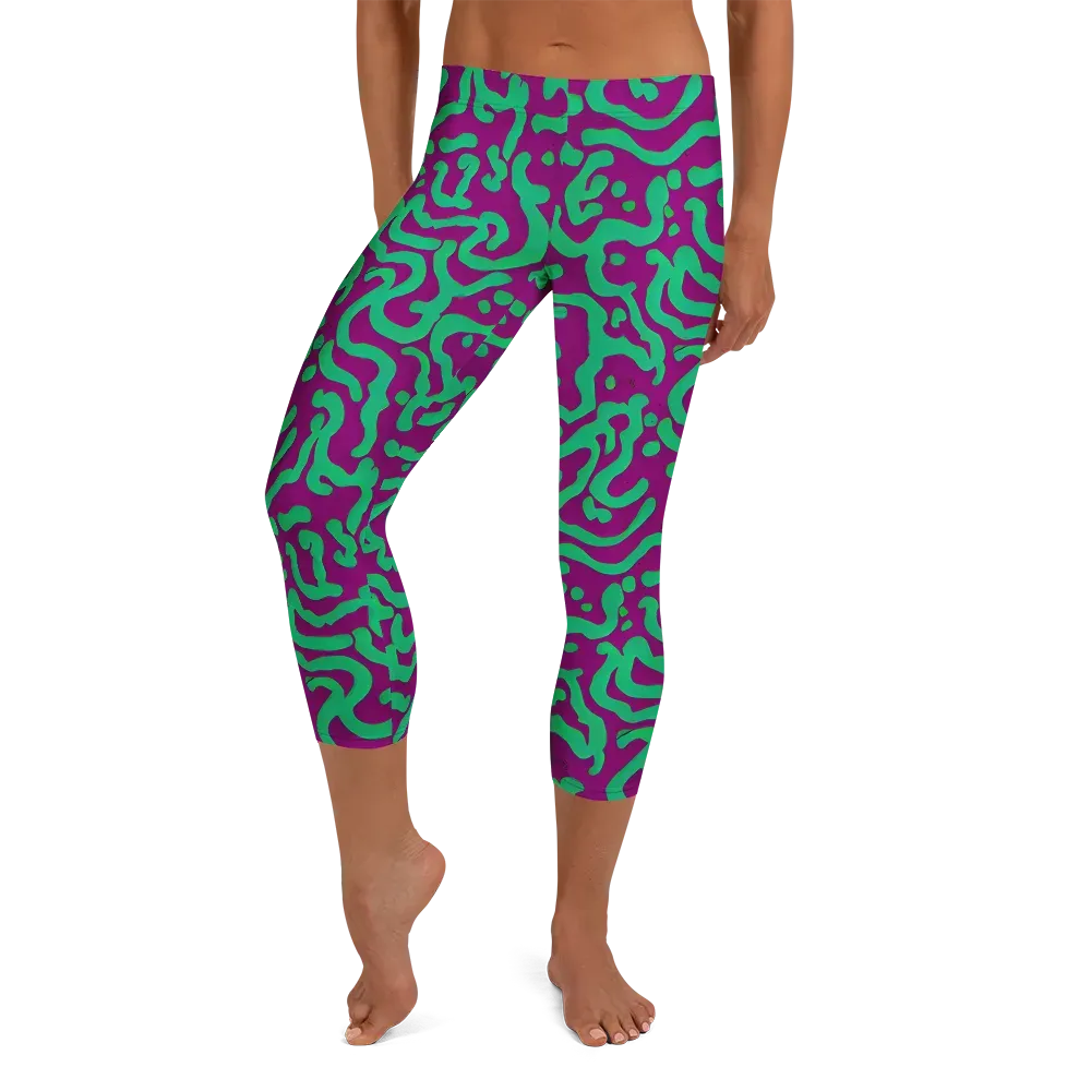 Ultraviolet Drift on Capri Leggings — Front