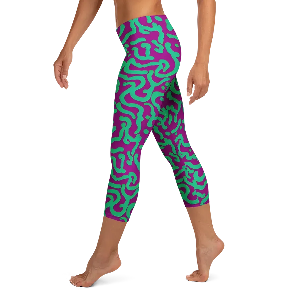 Ultraviolet Drift on Capri Leggings — Left