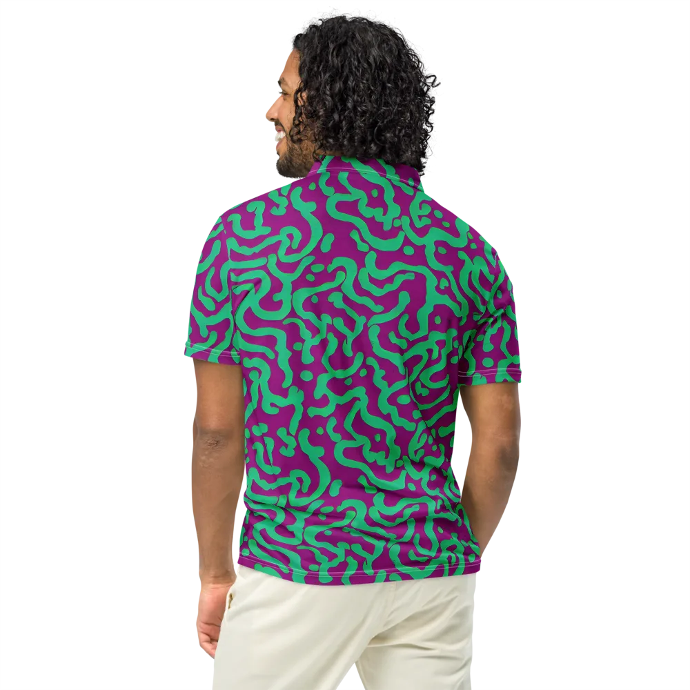 Ultraviolet Drift on Men's Slim Fit Polo Shirt — Back