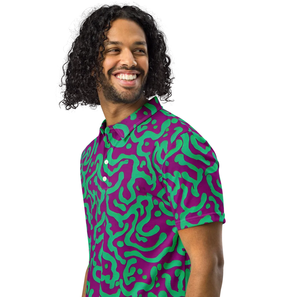 Ultraviolet Drift on Men's Slim Fit Polo Shirt — Left Front