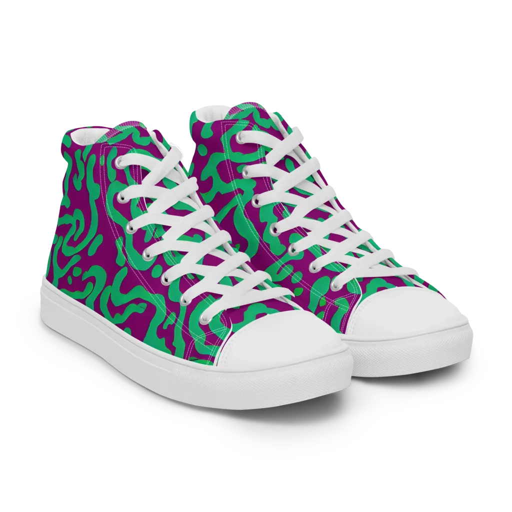 Ultraviolet Drift on Men's High Top Canvas Shoes — Right Front