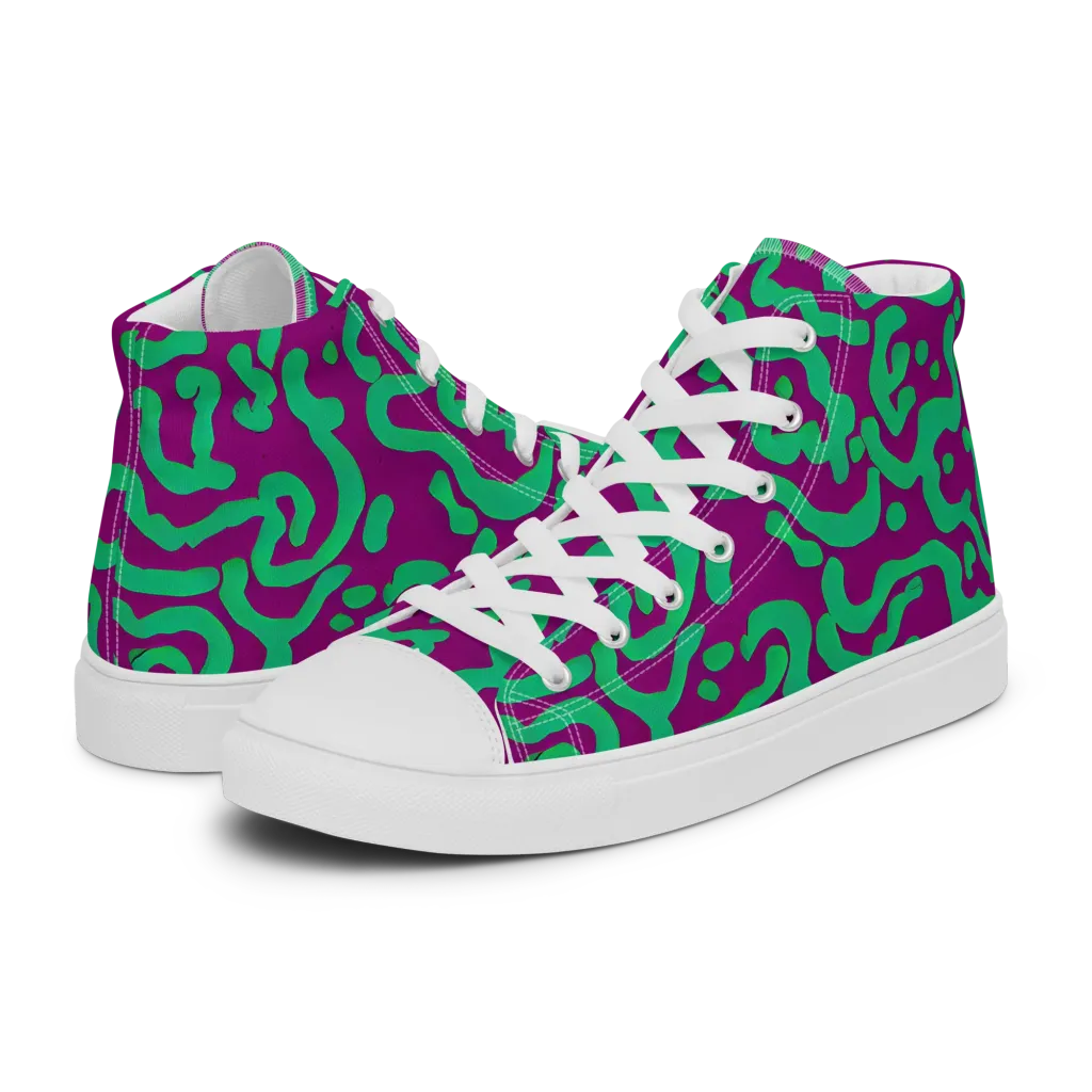 Ultraviolet Drift on Men's High Top Canvas Shoes — Left