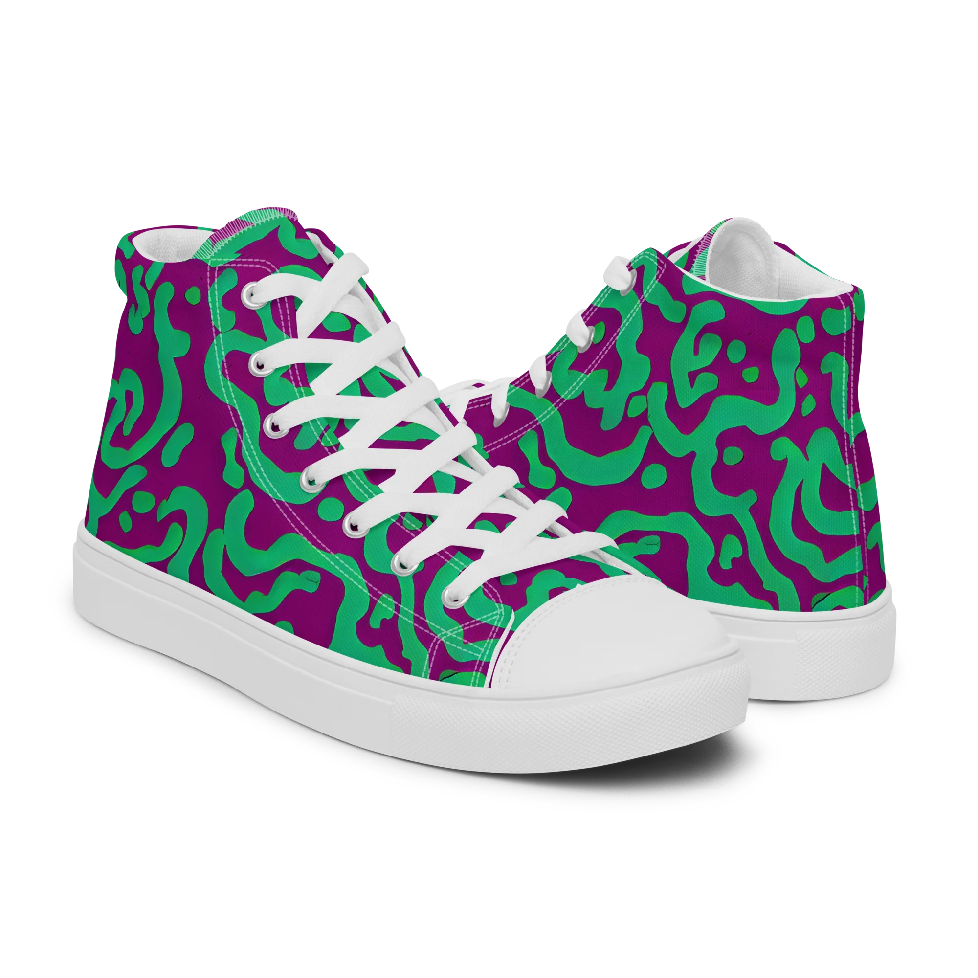 Ultraviolet Drift on Men's High Top Canvas Shoes — Right