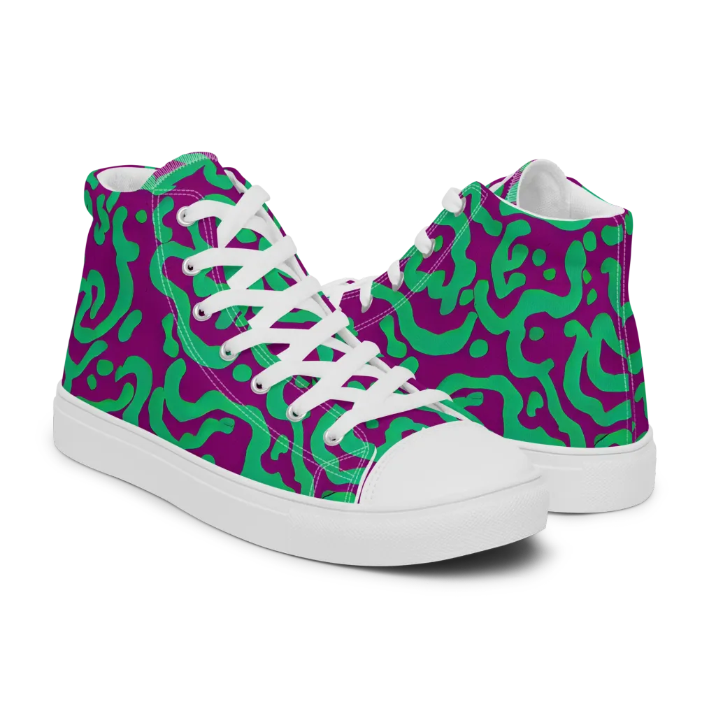 Ultraviolet Drift on Men's High Top Canvas Shoes — Right