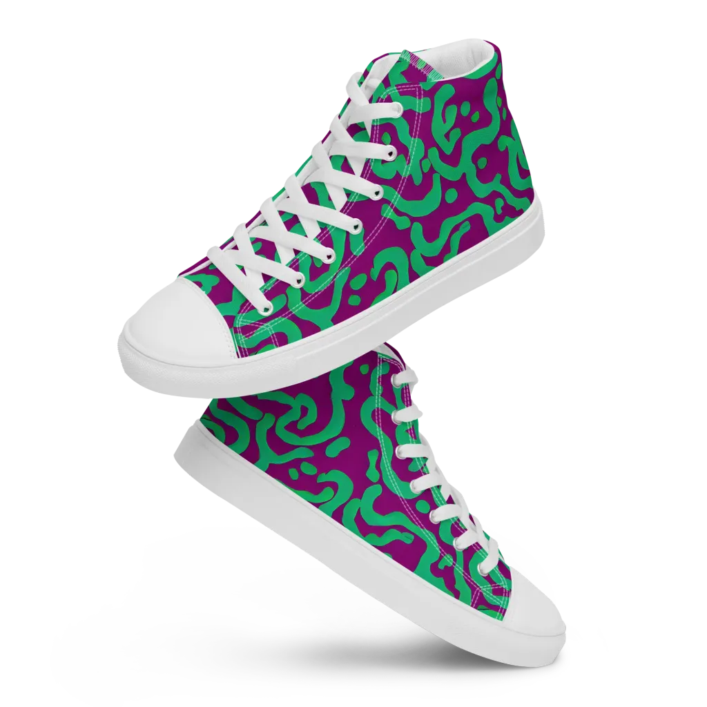 Ultraviolet Drift on Men's High Top Canvas Shoes — Front