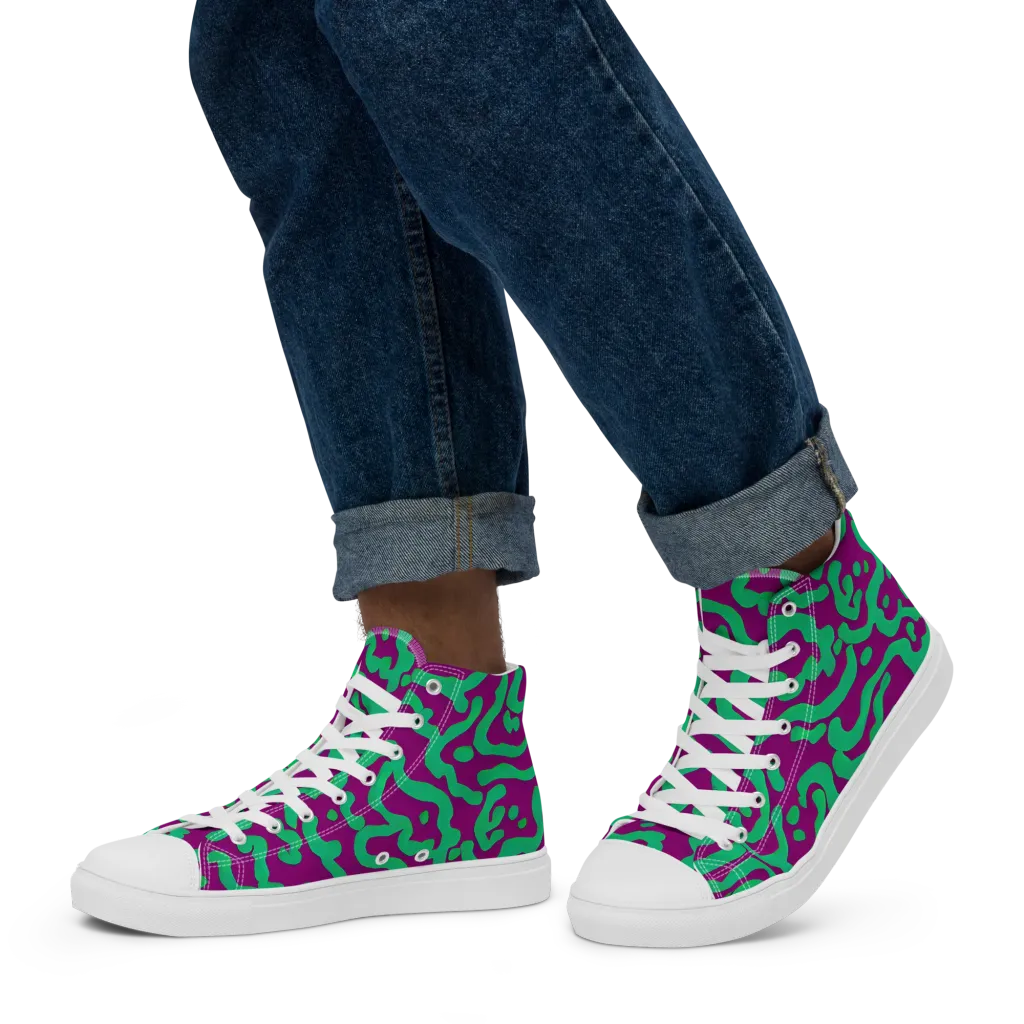 Ultraviolet Drift on Men's High Top Canvas Shoes — Left