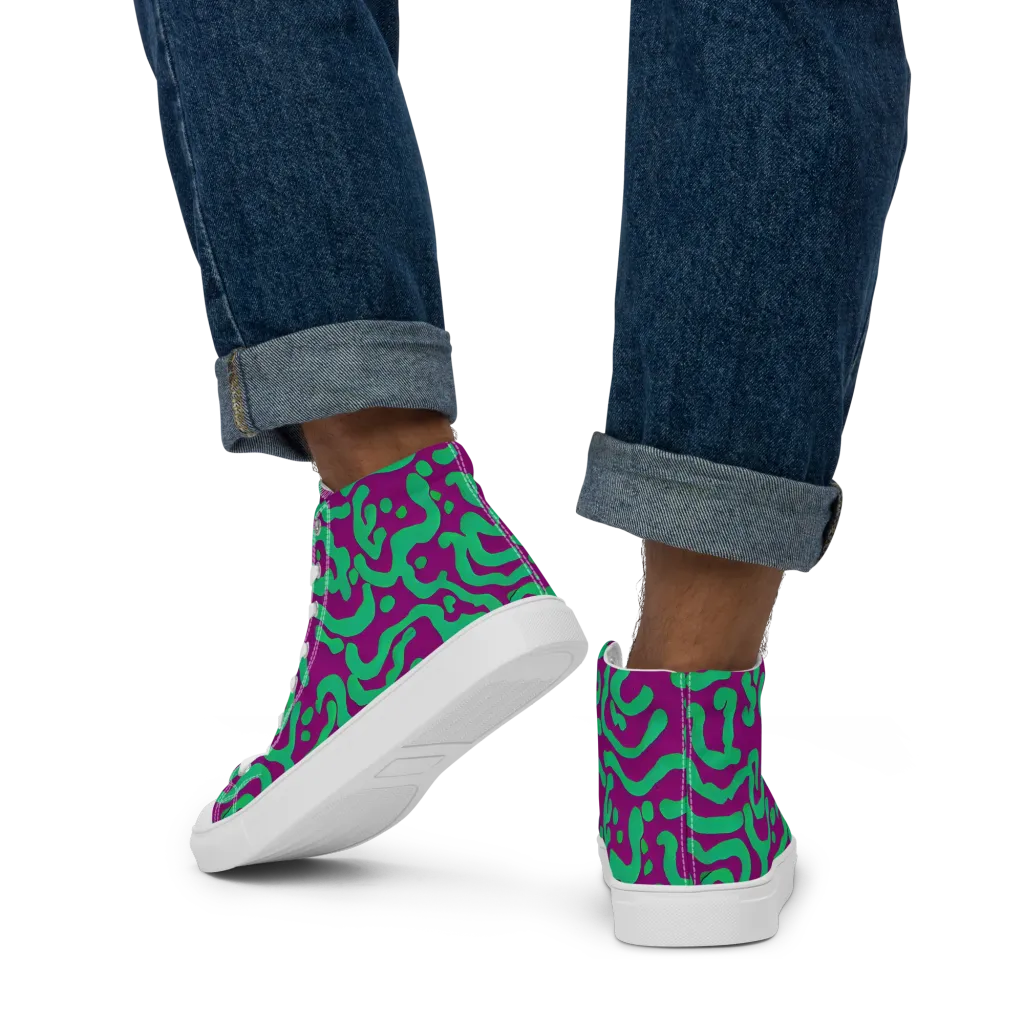 Ultraviolet Drift on Men's High Top Canvas Shoes — Back