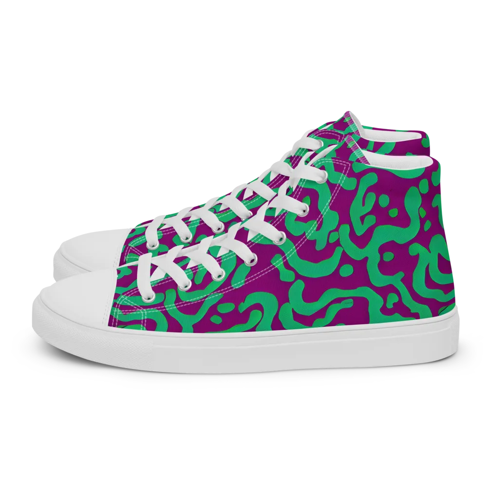 Ultraviolet Drift on Women's High Top Canvas Shoes — Left