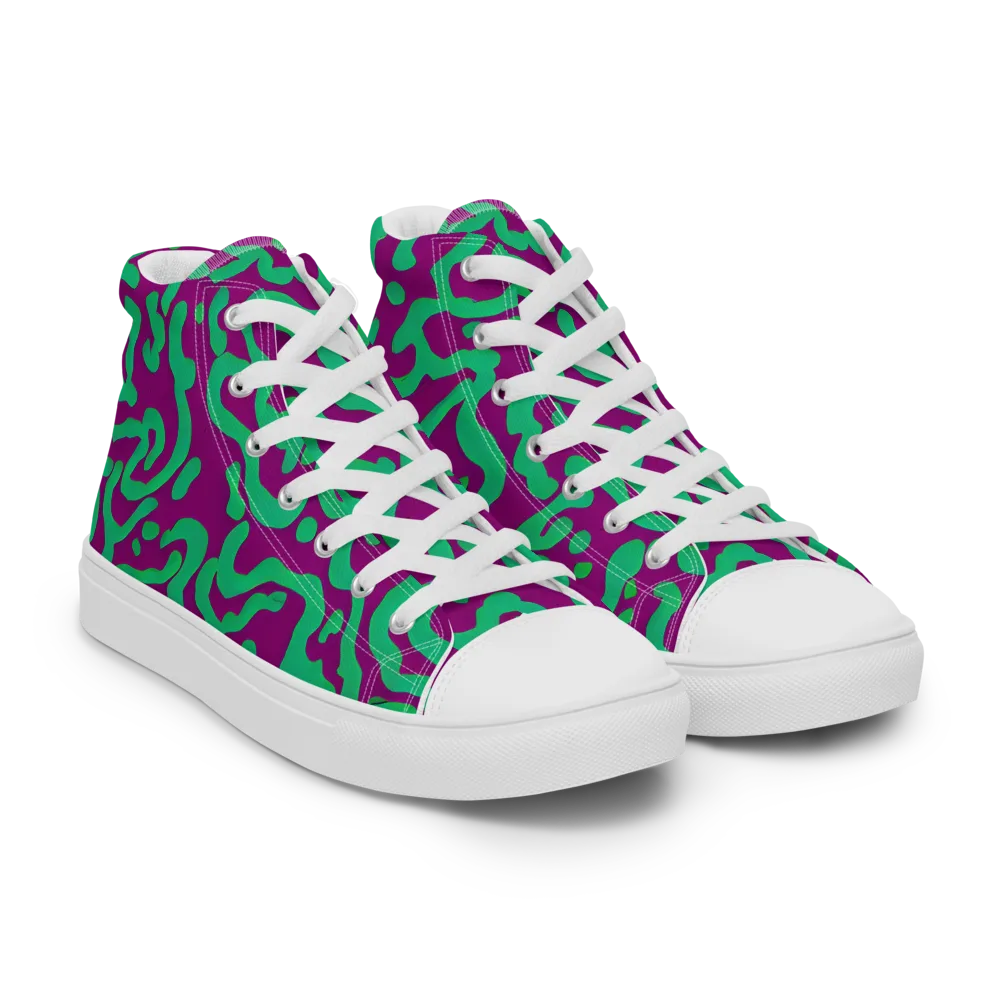 Ultraviolet Drift on Women's High Top Canvas Shoes — Right Front
