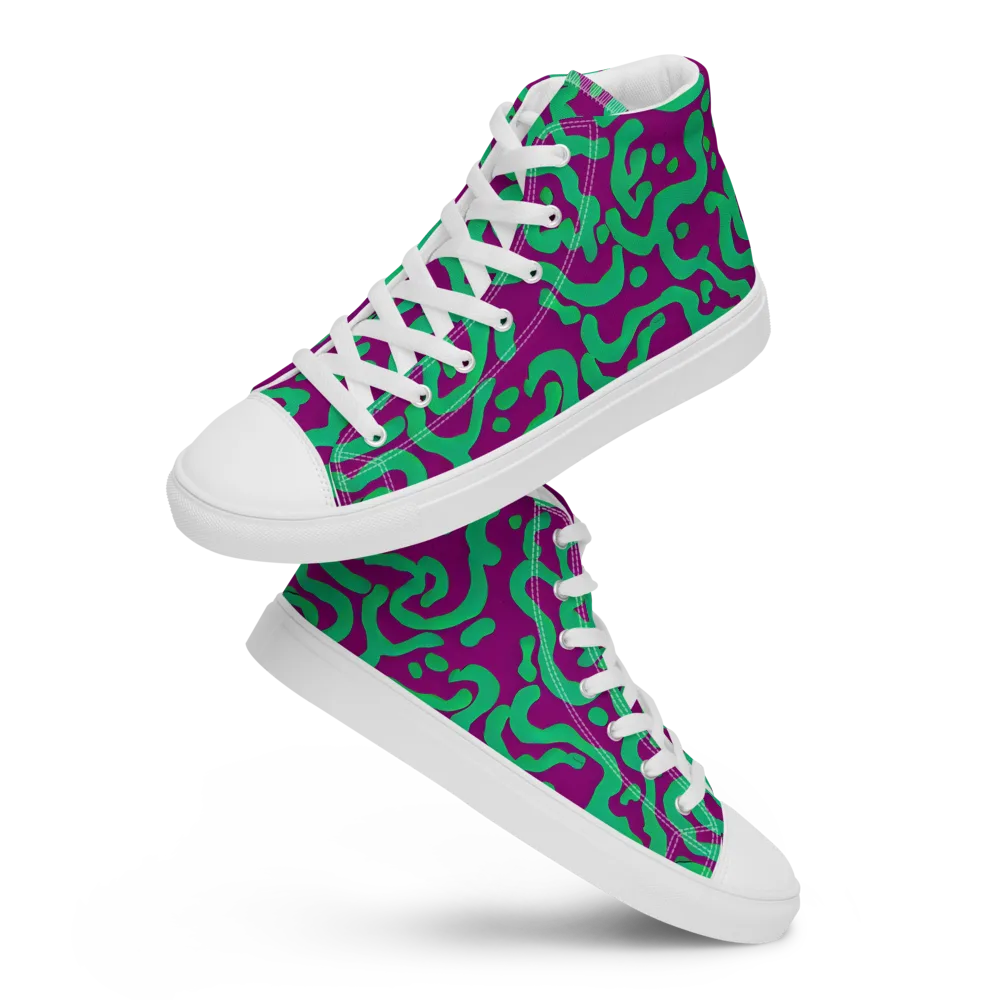 Ultraviolet Drift on Women's High Top Canvas Shoes — Front