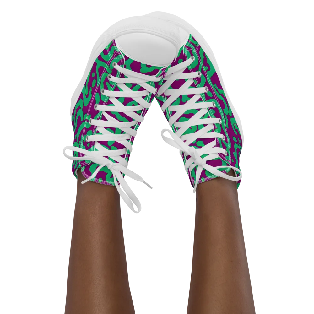 Ultraviolet Drift on Women's High Top Canvas Shoes — Front