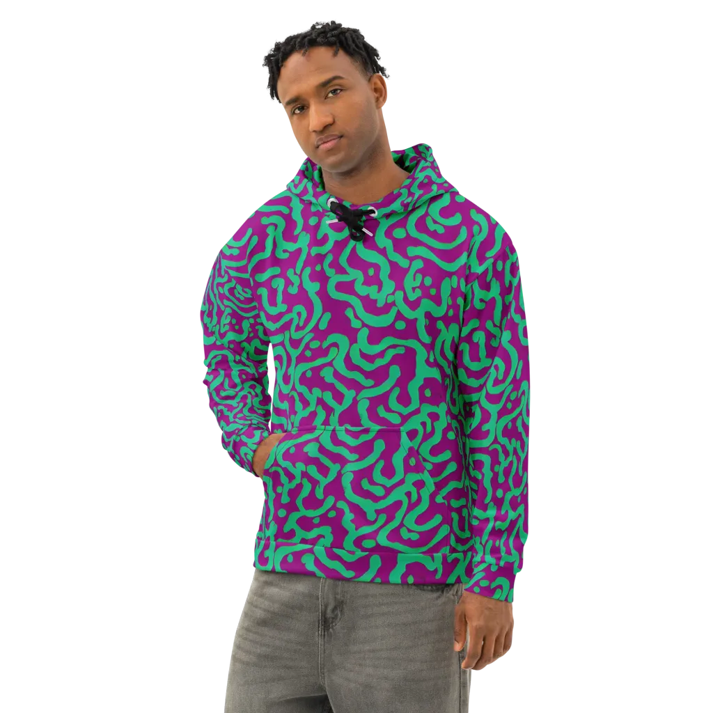 Ultraviolet Drift on Cotton Hoodie — Left Front