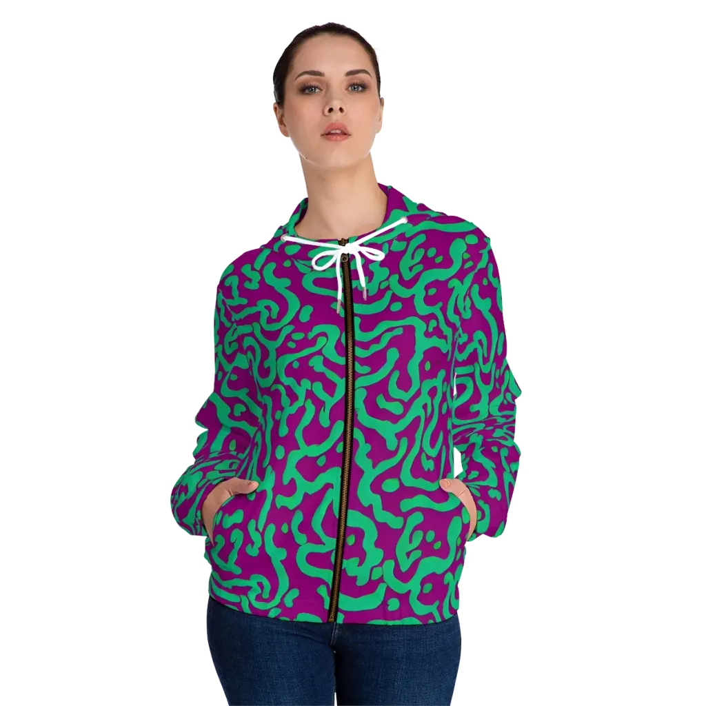 Ultraviolet Drift on Women's Full-Zip Hoodie — Front On Person