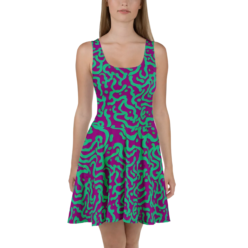 Ultraviolet Drift on Skater Dress — Front