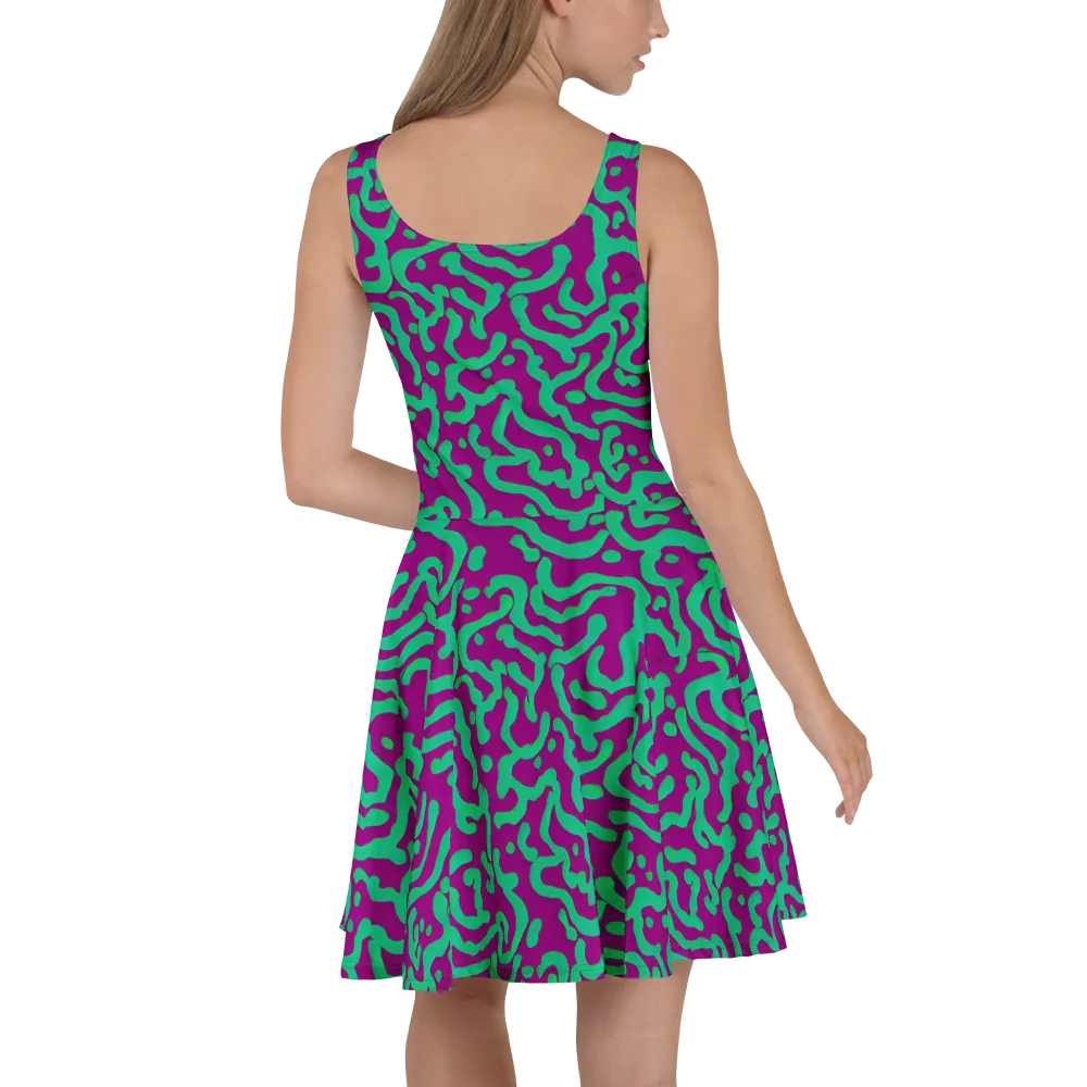 Ultraviolet Drift on Skater Dress — Back