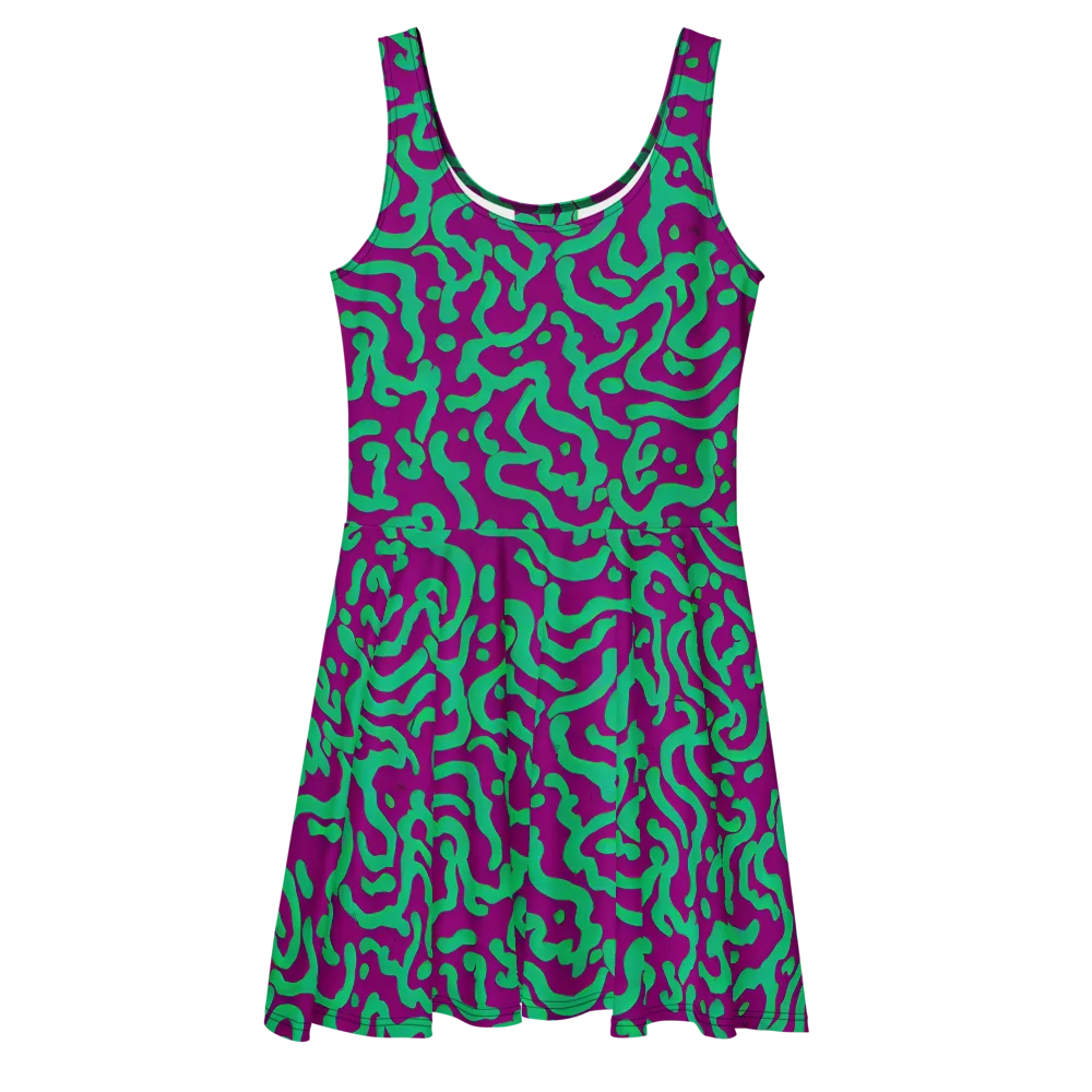 Ultraviolet Drift on Skater Dress — Front