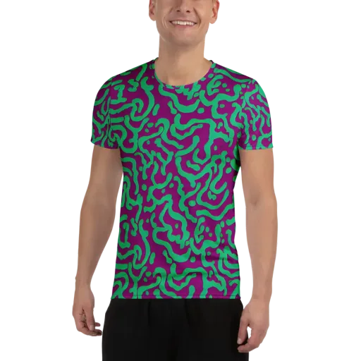 Ultraviolet Drift on a Men's Athletic T-Shirt