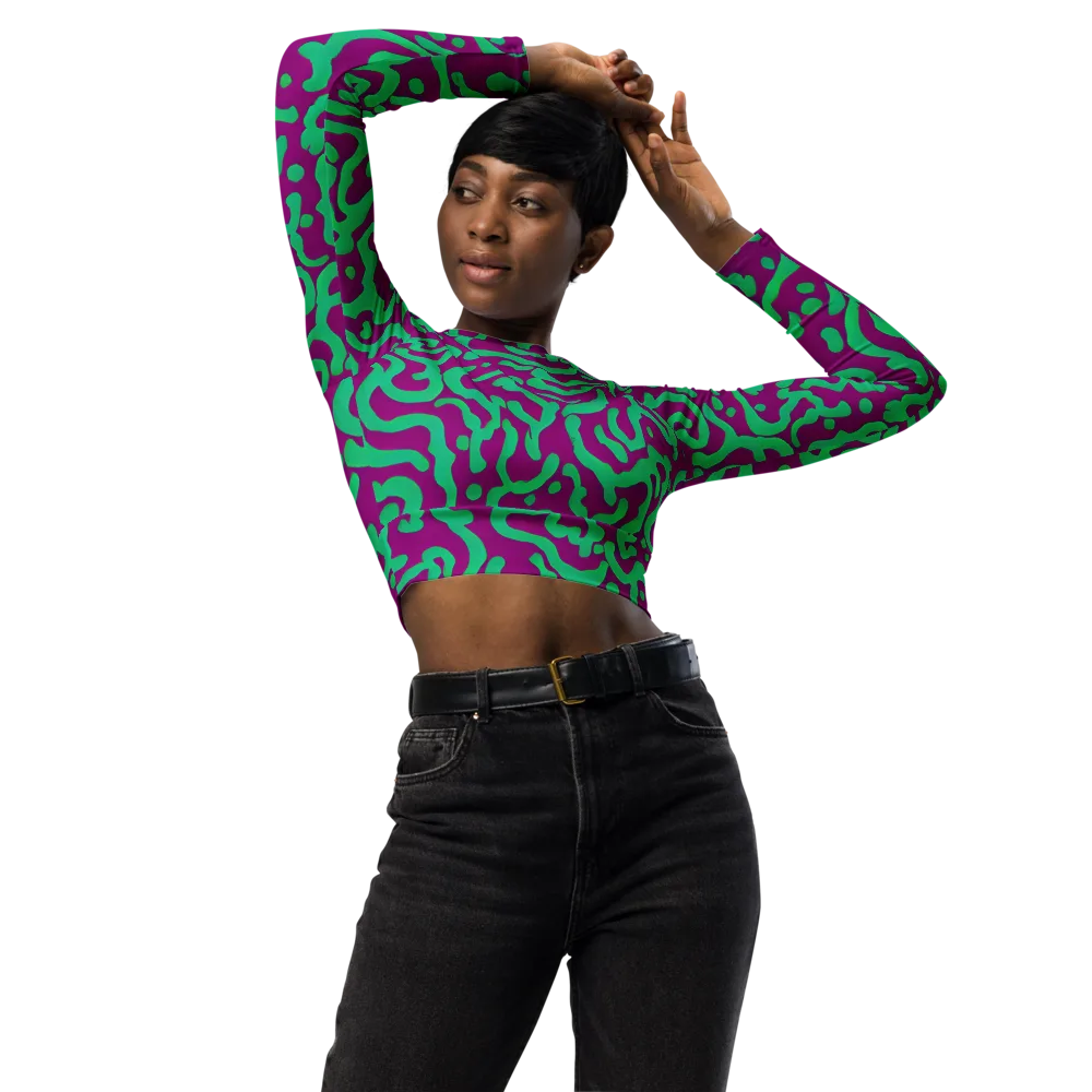 Ultraviolet Drift on Long Sleeve Crop Top — Front