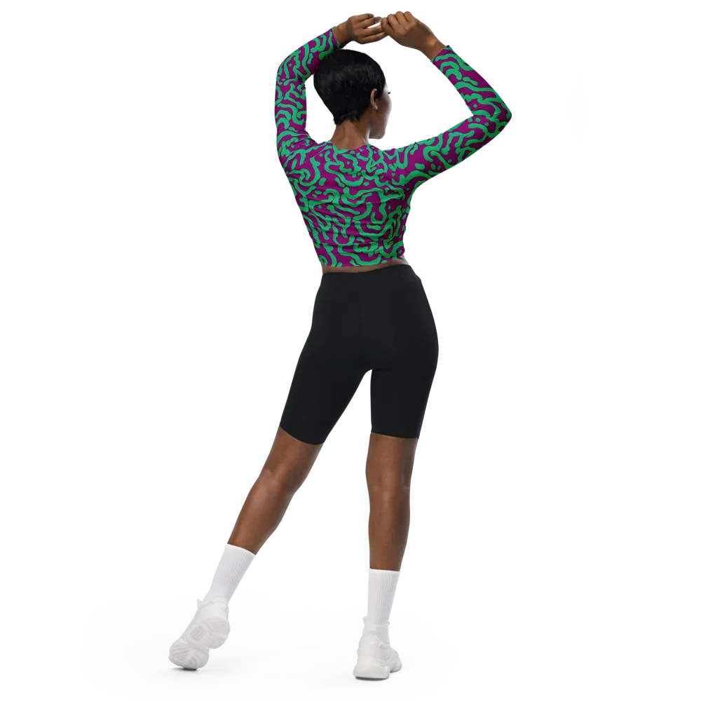 Ultraviolet Drift on Long Sleeve Crop Top — Back