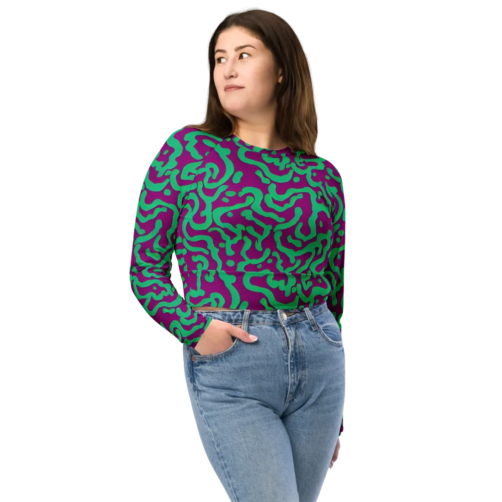 Ultraviolet Drift on Long Sleeve Crop Top — Front