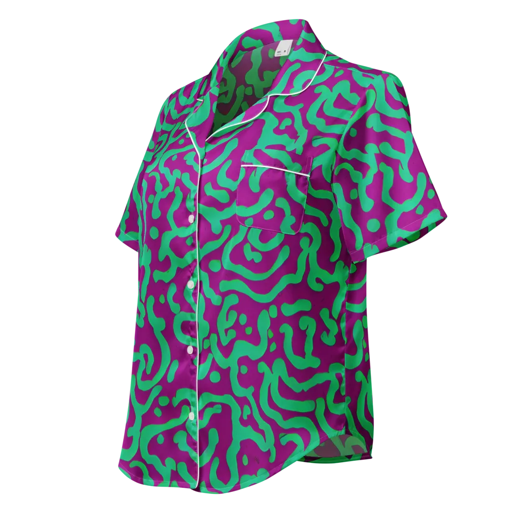 Ultraviolet Drift on Women's Short Sleeve Pajama Top — Left Front