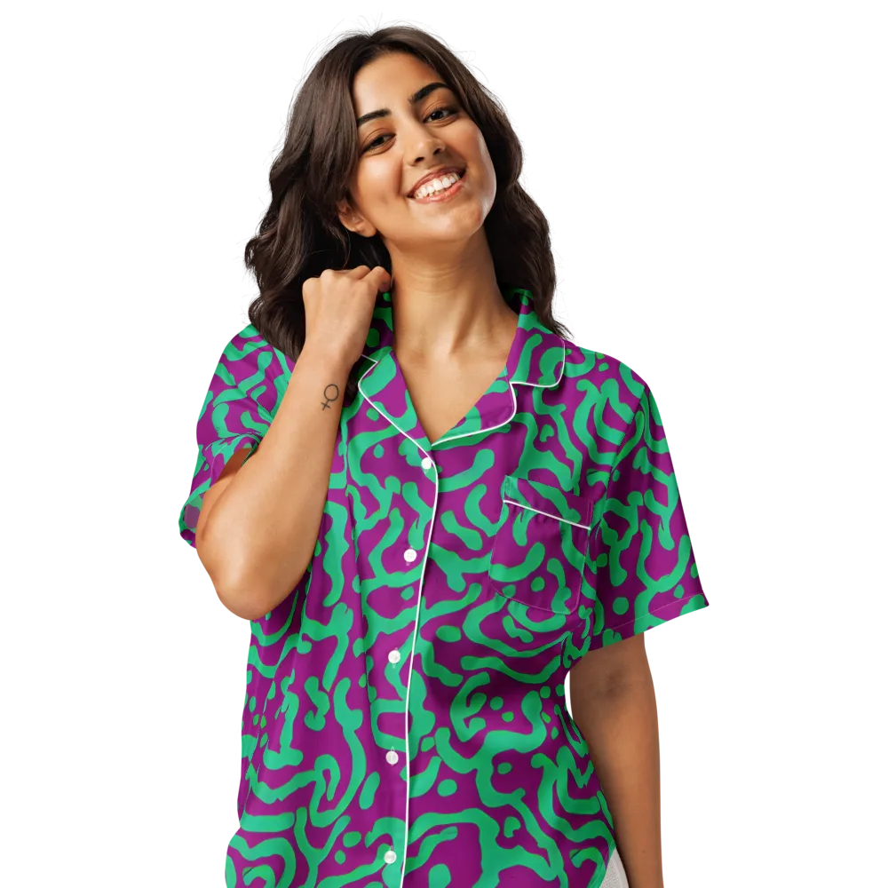 Ultraviolet Drift on Women's Short Sleeve Pajama Top — Front