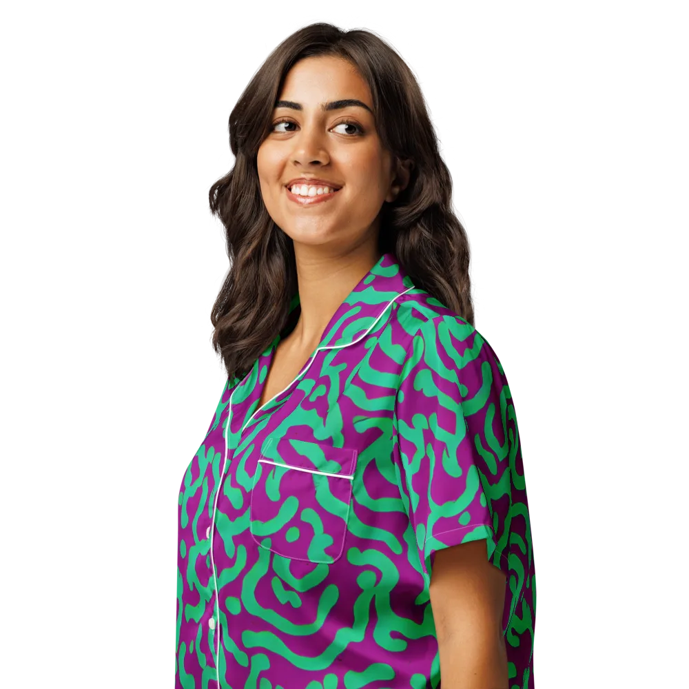 Ultraviolet Drift on Women's Short Sleeve Pajama Top — Left Front