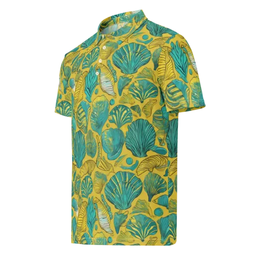 Tropical Tidal on a Men's Slim Fit Polo Shirt