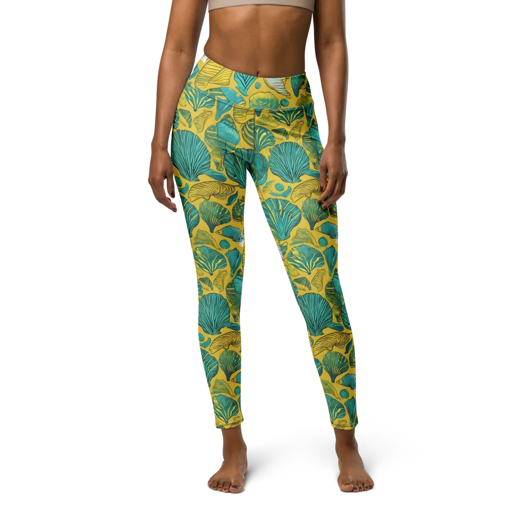 Tropical Tidal on Yoga Leggings — Front