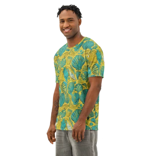 Tropical Tidal on a Men's Cotton Crew Neck T-Shirt