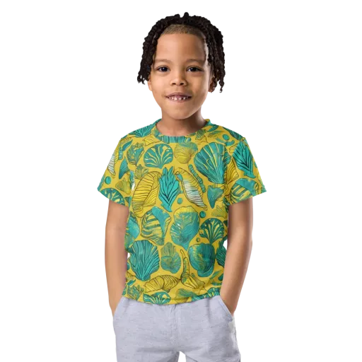 Tropical Tidal on a Kids Crew Neck T-Shirt