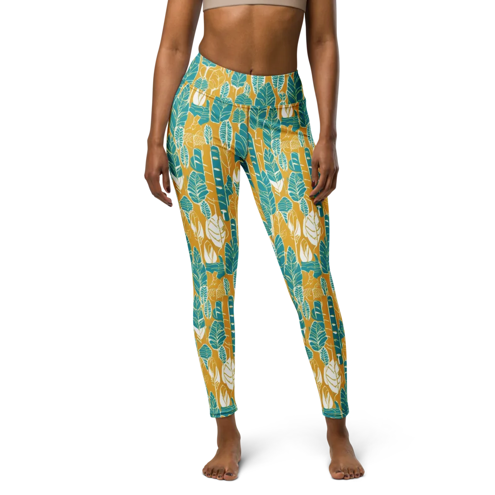 Marigold Canopy on Yoga Leggings — Front