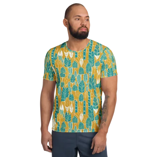 Marigold Canopy on a Men's Athletic T-Shirt