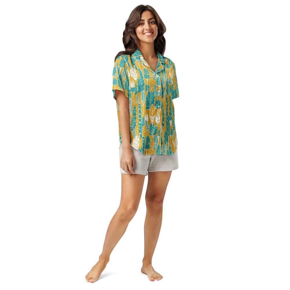 Marigold Canopy on Women's Short Sleeve Pajama Top — Front
