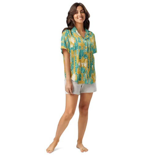 Marigold Canopy on a Women's Short Sleeve Pajama Top