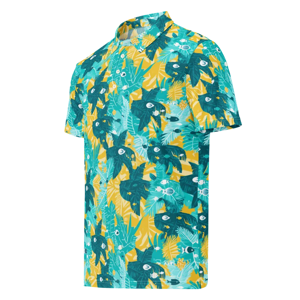 Coral Jungle on Men's Slim Fit Polo Shirt — Left Front