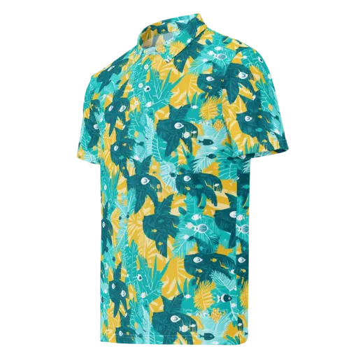 Coral Jungle on a Men's Slim Fit Polo Shirt