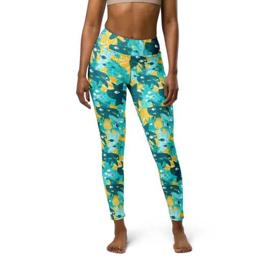 Coral Jungle on a Yoga Leggings