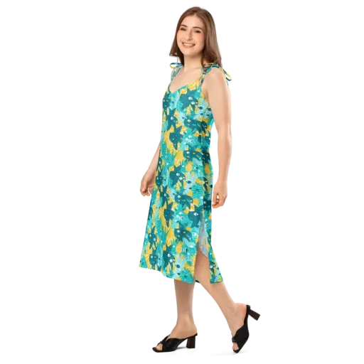 Coral Jungle on a Slip Dress