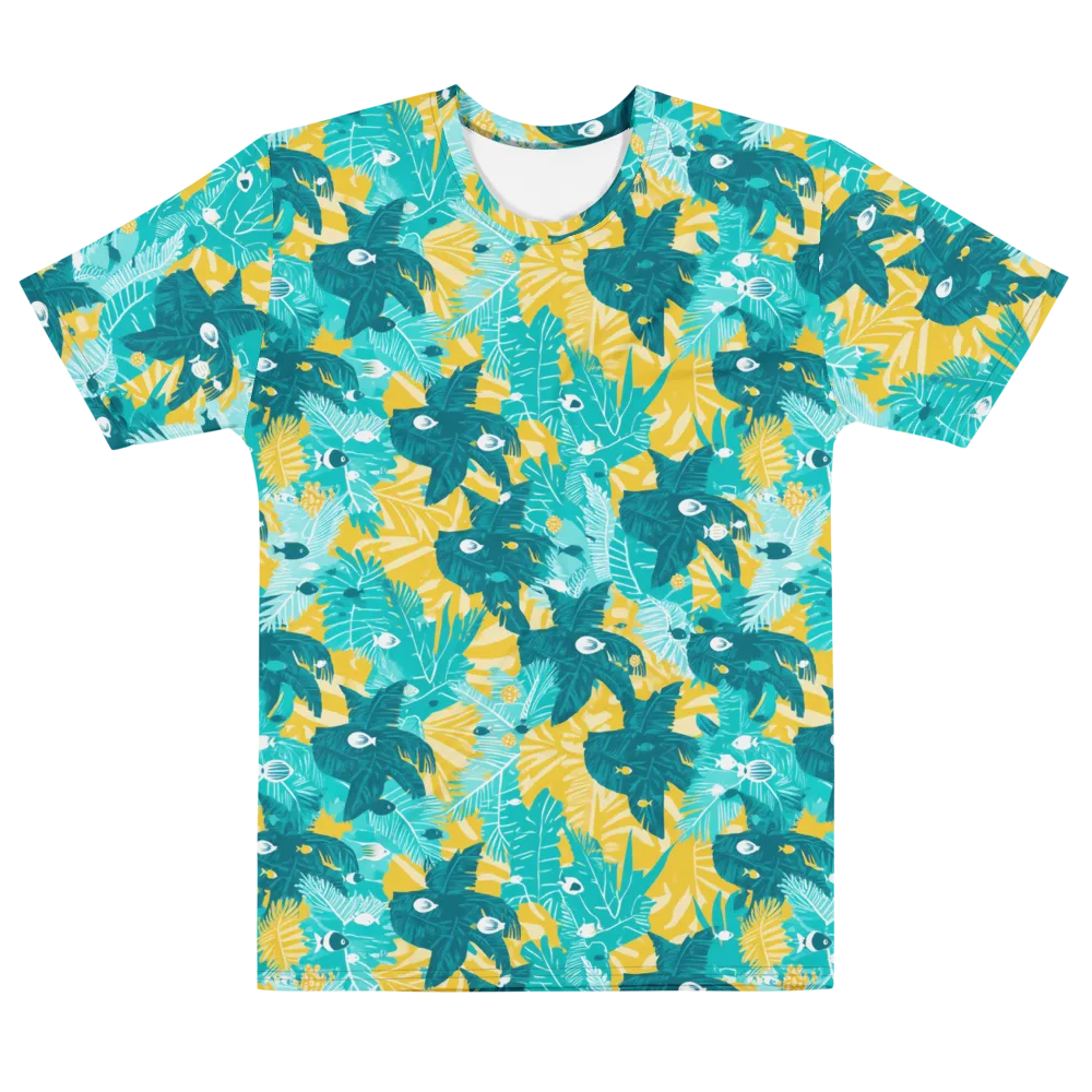 Coral Jungle on Men's Cotton Crew Neck T-Shirt — Front