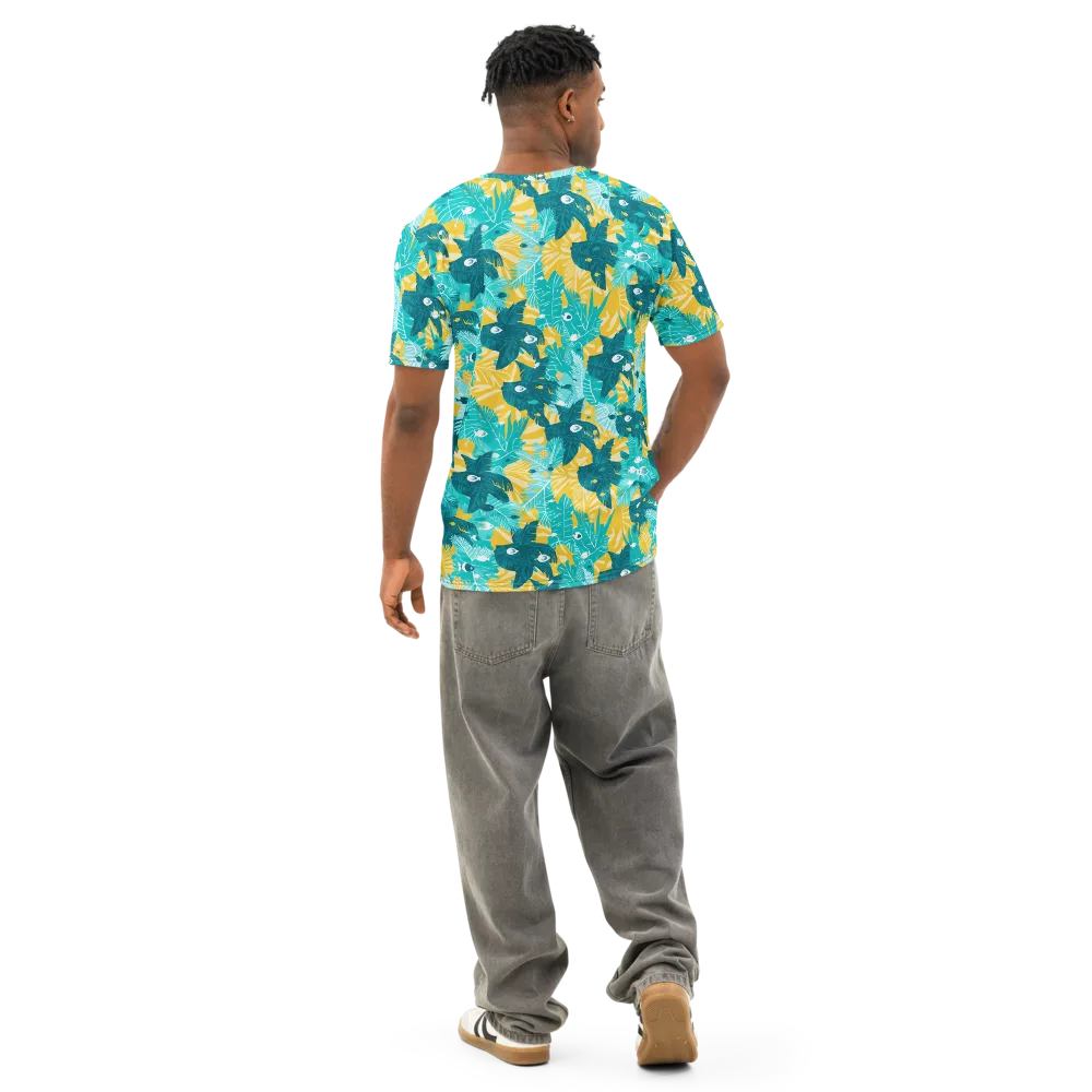 Coral Jungle on Men's Cotton Crew Neck T-Shirt — Back